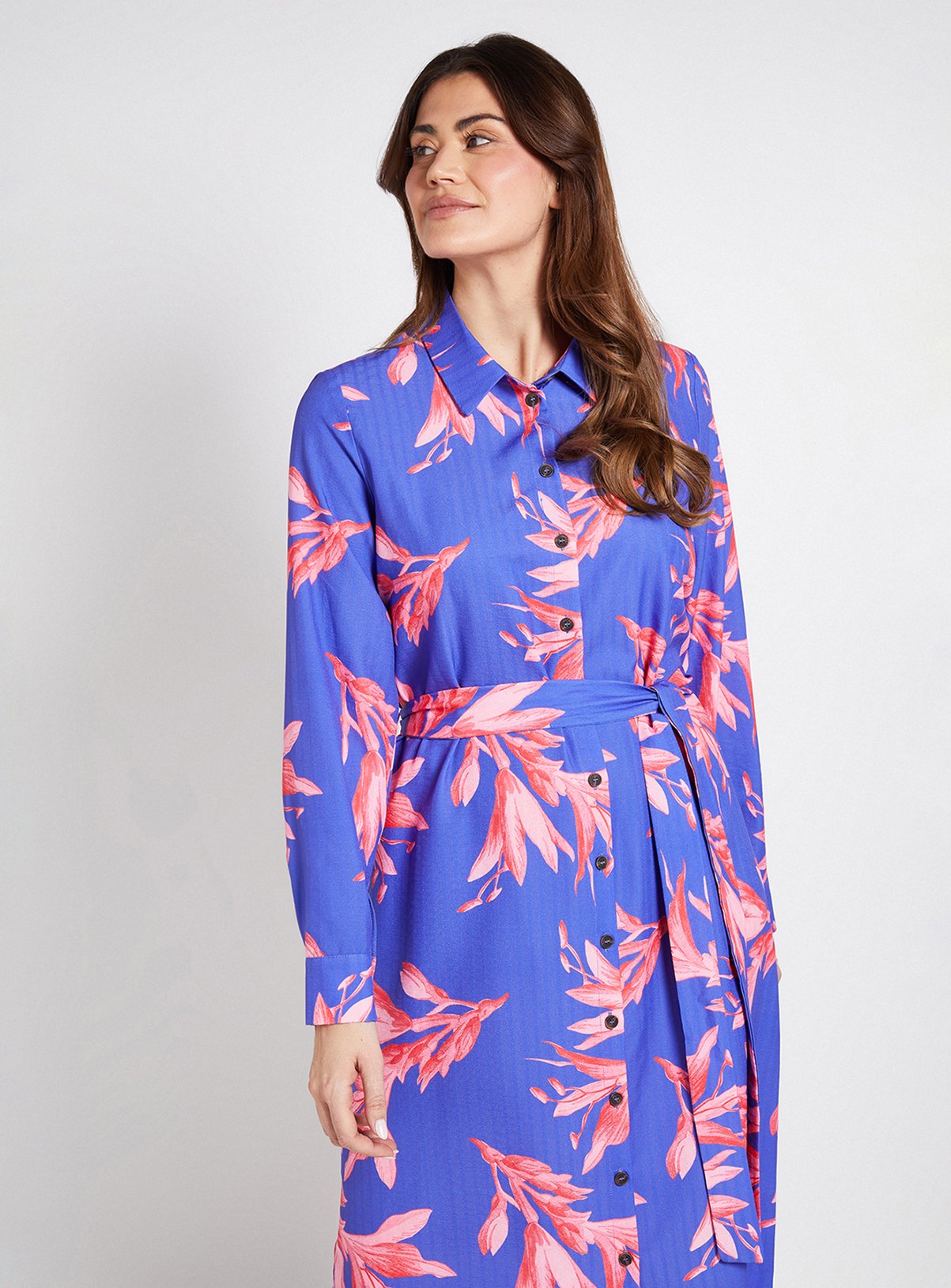 WALLIS Floral Collared Button Through Shirt Dress 12 - Image 2 thumbnail