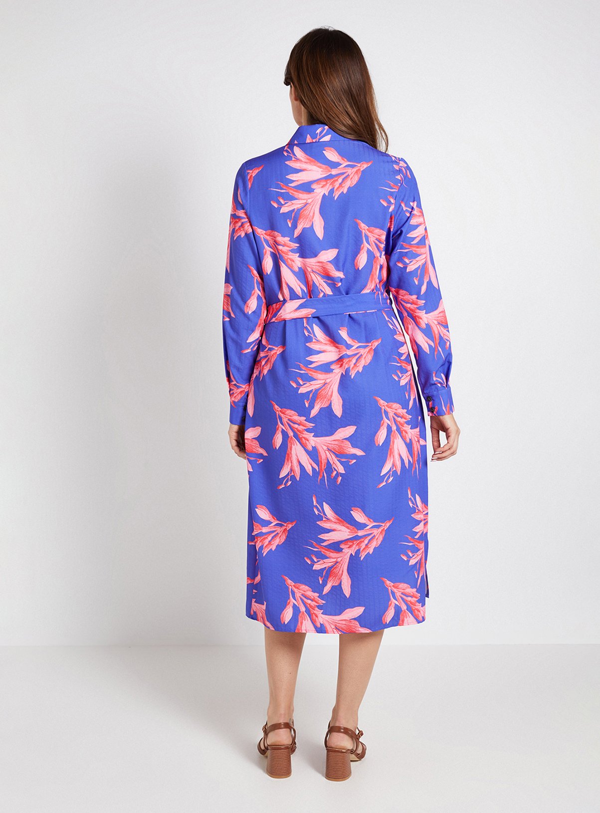 WALLIS Floral Collared Button Through Shirt Dress 12 - Image 3 thumbnail