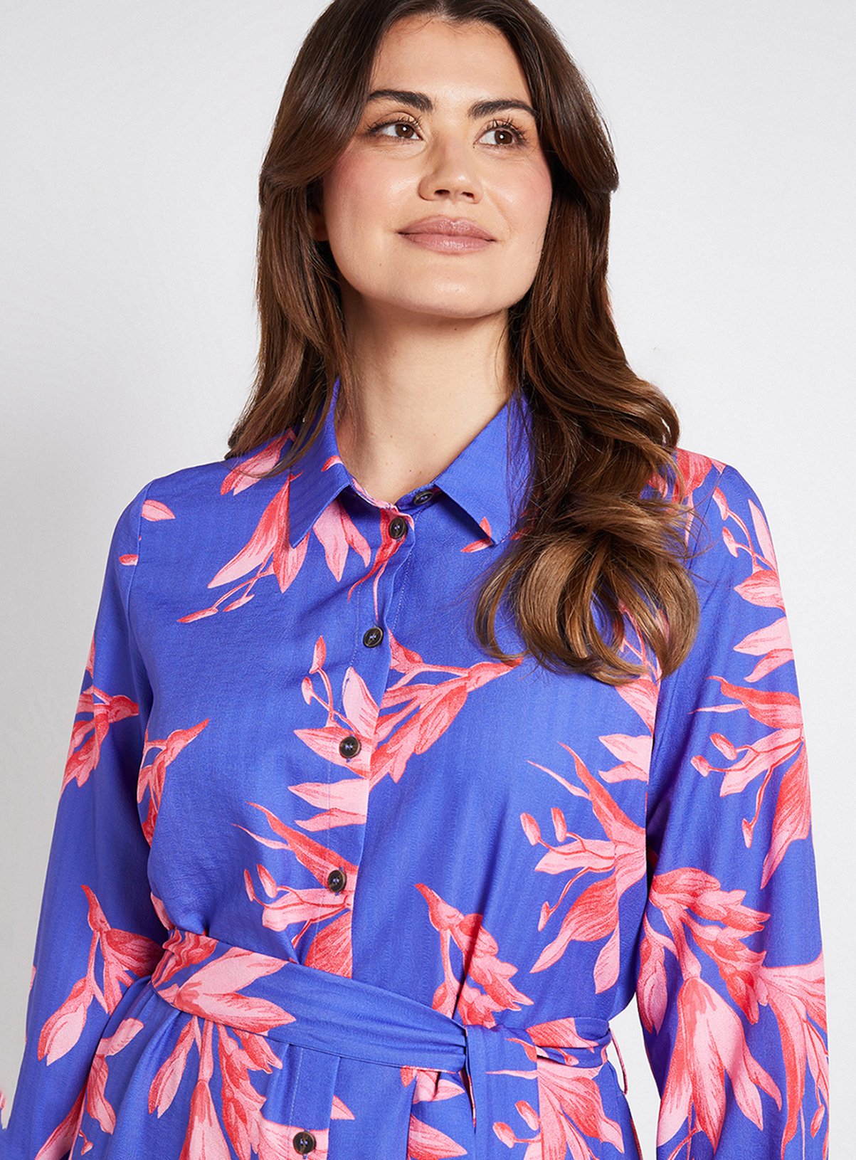 WALLIS Floral Collared Button Through Shirt Dress 12 - Image 4 thumbnail