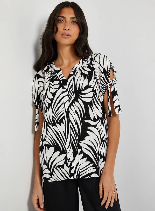 WALLIS Abstract Tie Sleeve Collarless Top 20
