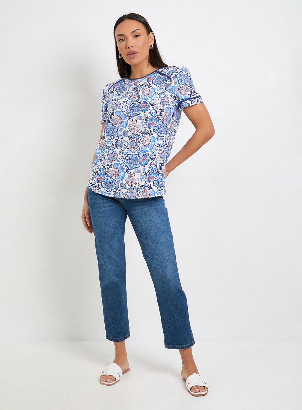 WALLIS Floral Contrast Short Sleeve Top 10 - Image 2 thumbnail