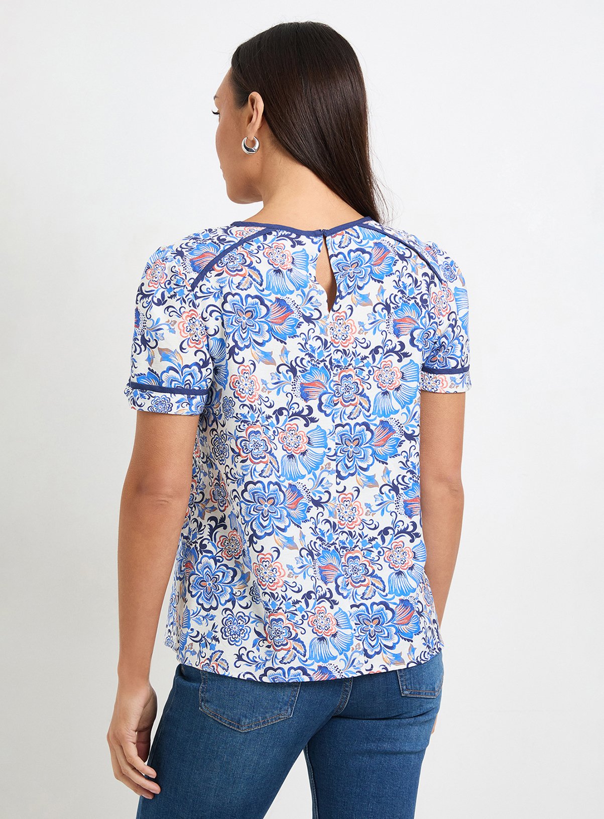 WALLIS Floral Contrast Short Sleeve Top 10 - Image 3 thumbnail