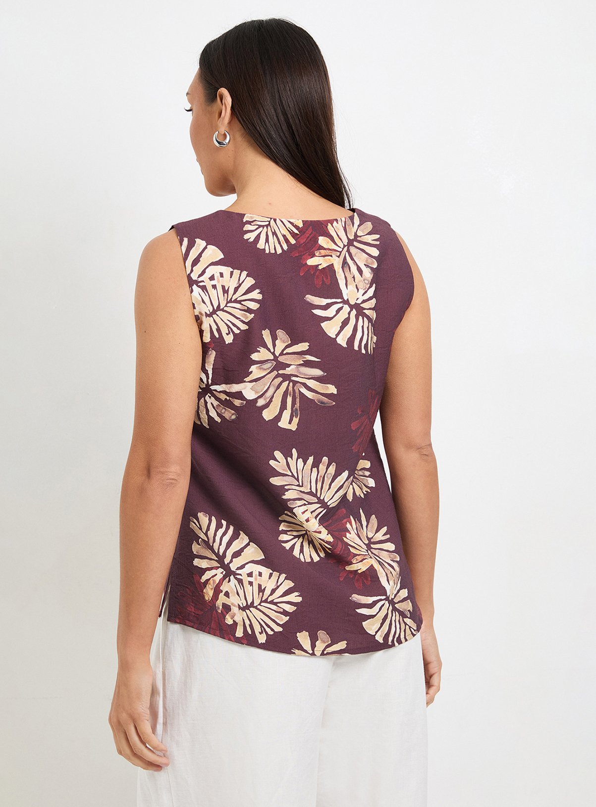 WALLIS Palm Print Button Cami Top 14 - Image 3 thumbnail