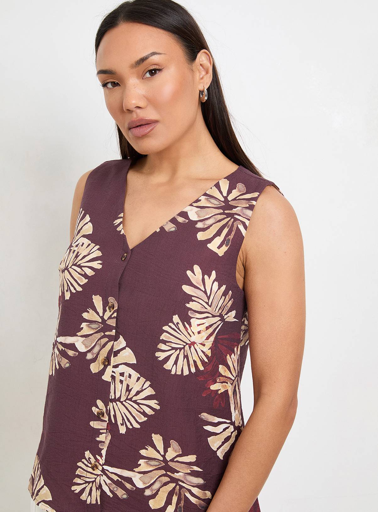 WALLIS Palm Print Button Cami Top 14 - Image 4