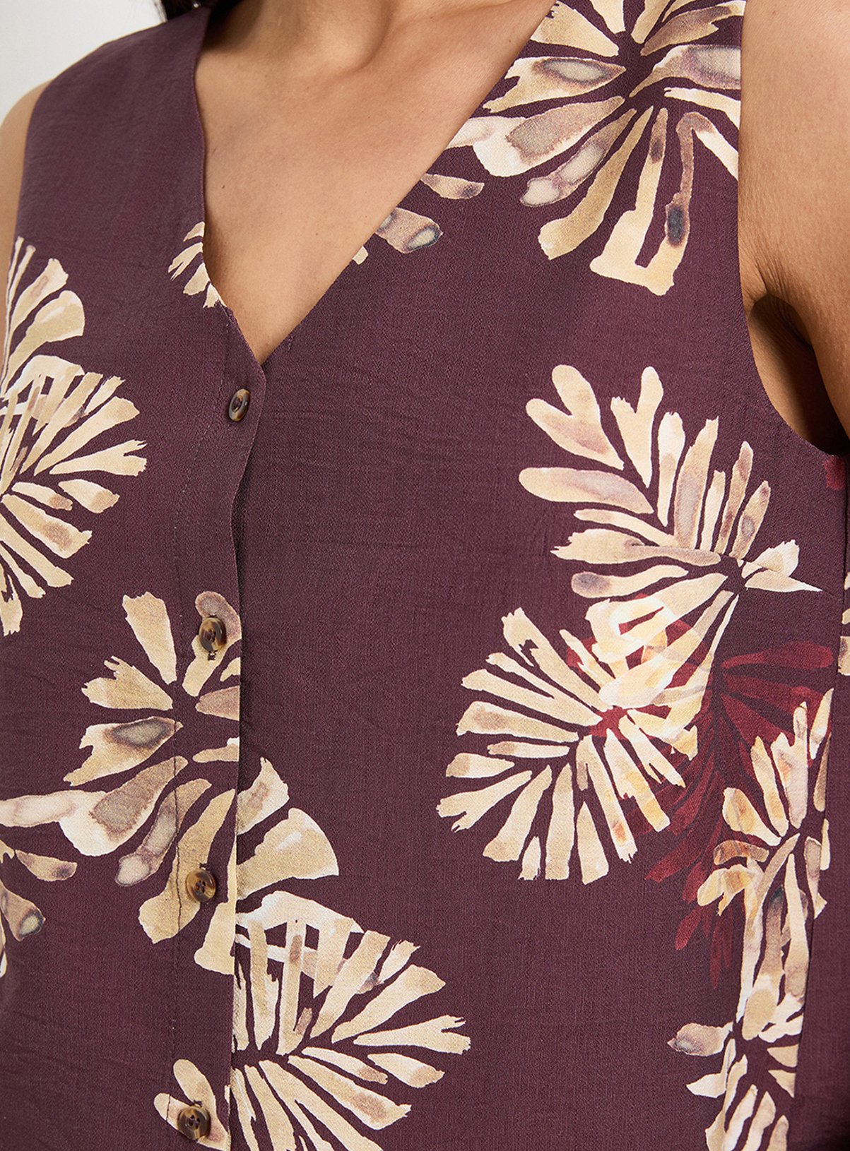WALLIS Palm Print Button Cami Top 14 - Image 5 thumbnail