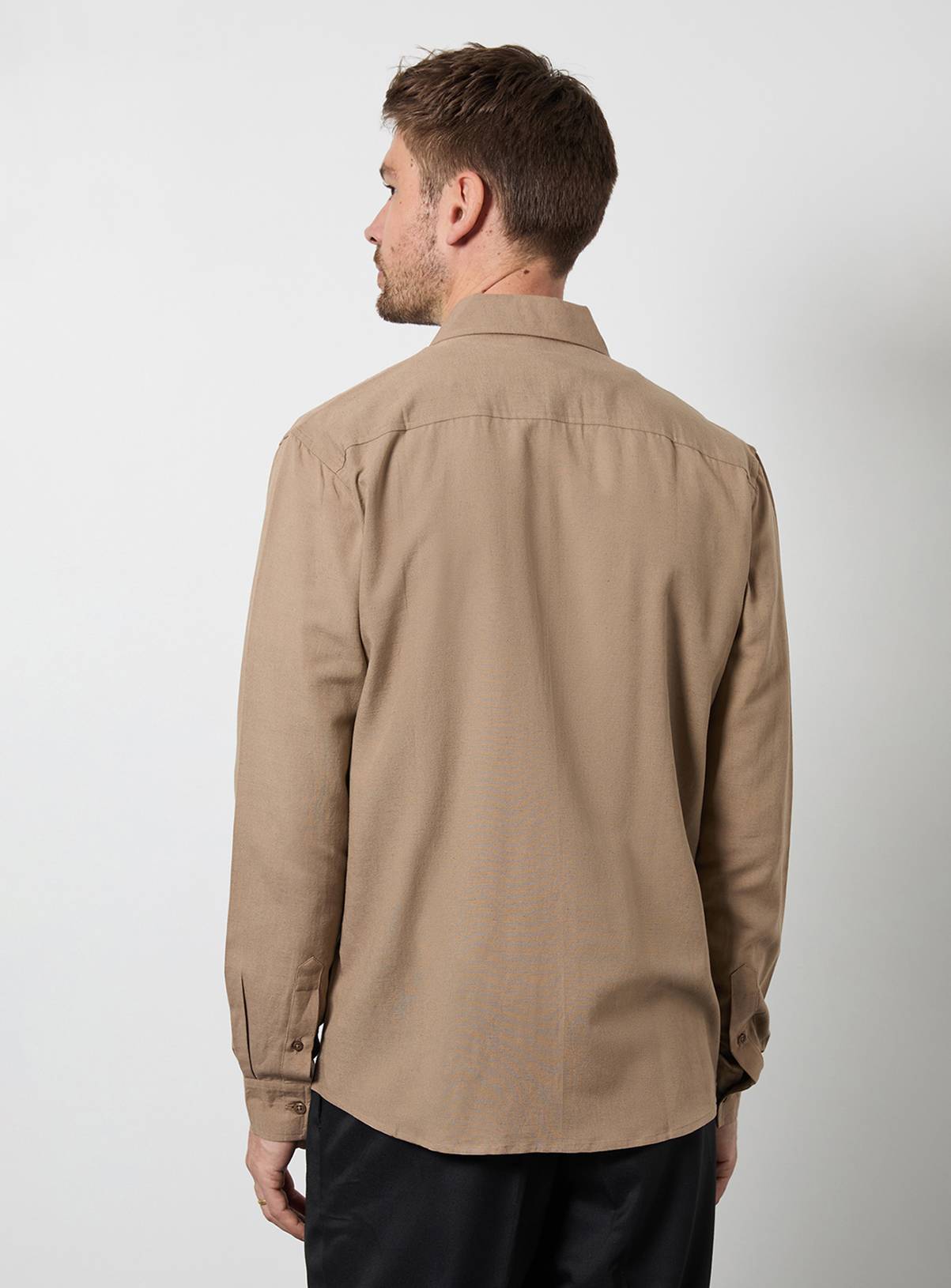 BURTON Taupe Long Sleeve Linen Shirt XXL - Image 3