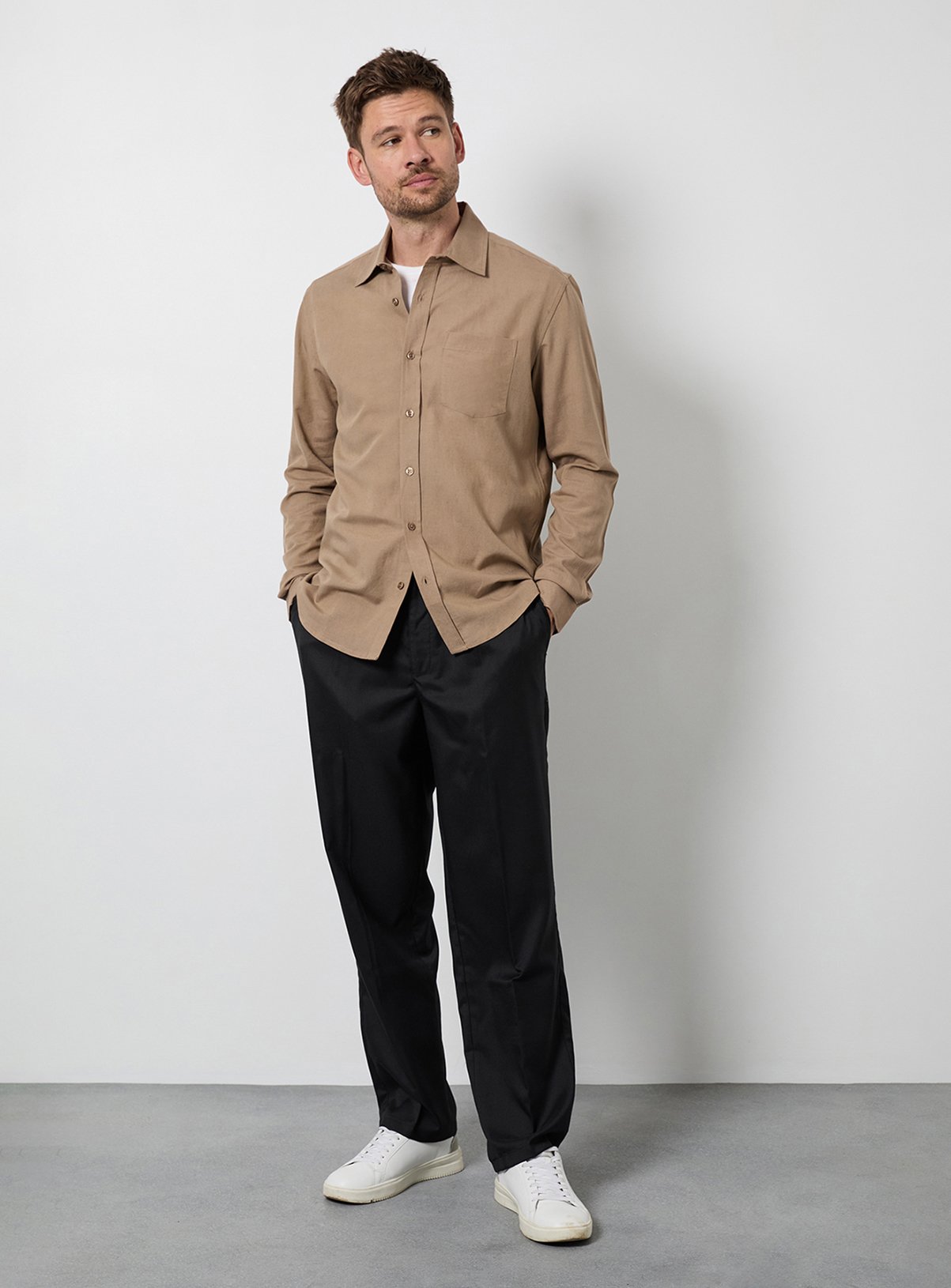 BURTON Taupe Long Sleeve Linen Shirt XXL - Image 4 thumbnail