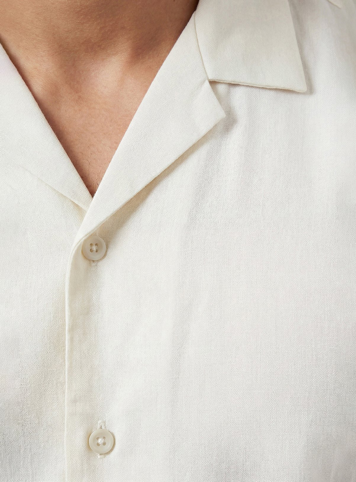 BURTON Off White Linen Blend Short Sleeve Resort Shirt L - Image 2 thumbnail