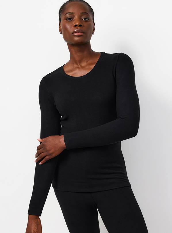 Black Thermal Fleece Long Sleeve Top S