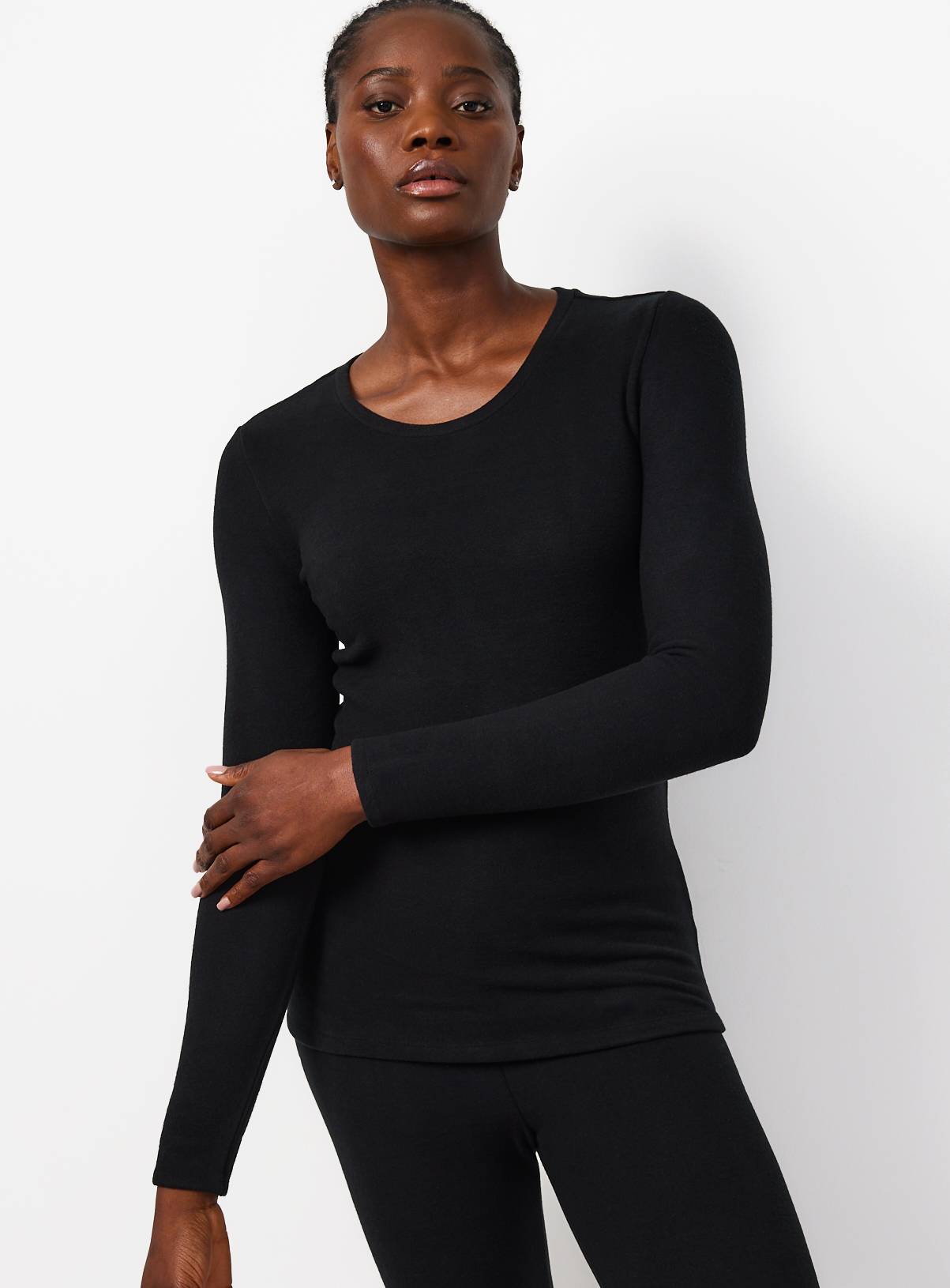 Black Thermal Fleece Long Sleeve Top M - Image 1
