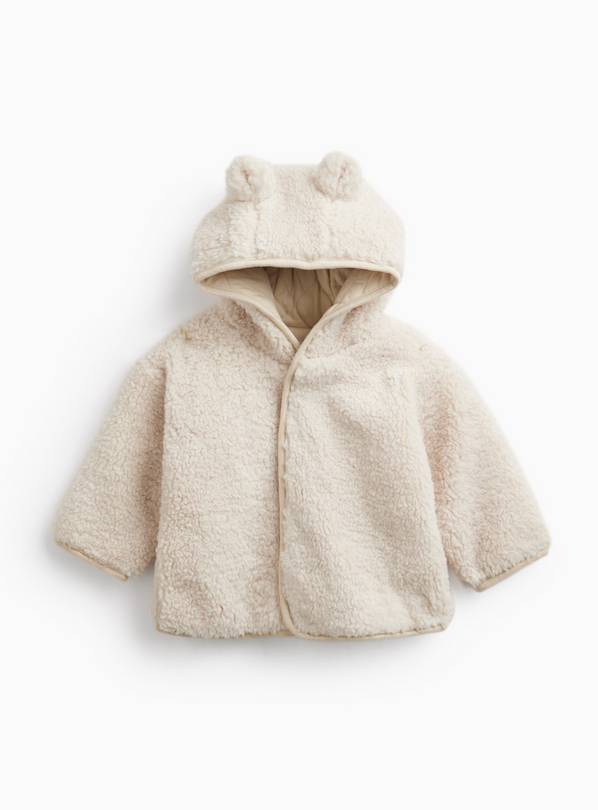 Cream Borg Hooded Jacket 12-18 months
