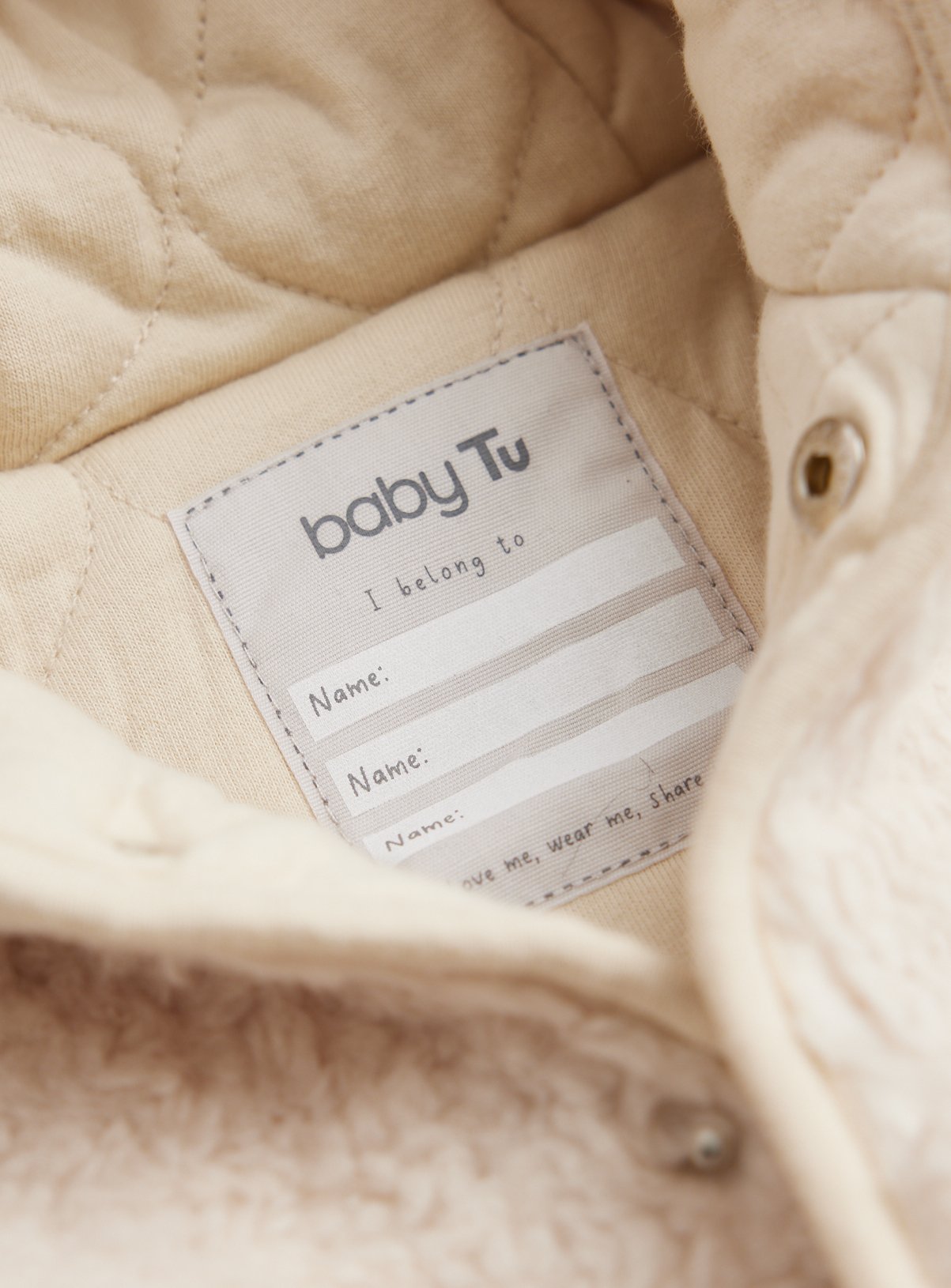 Cream Borg Hooded Jacket 6-9 months - Image 2 thumbnail