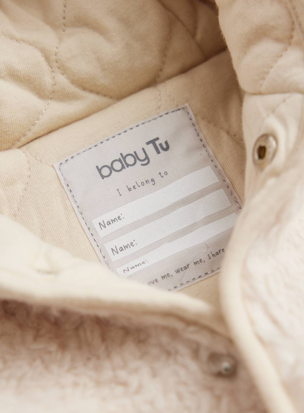 Cream Borg Hooded Jacket 6-9 months - Image 2