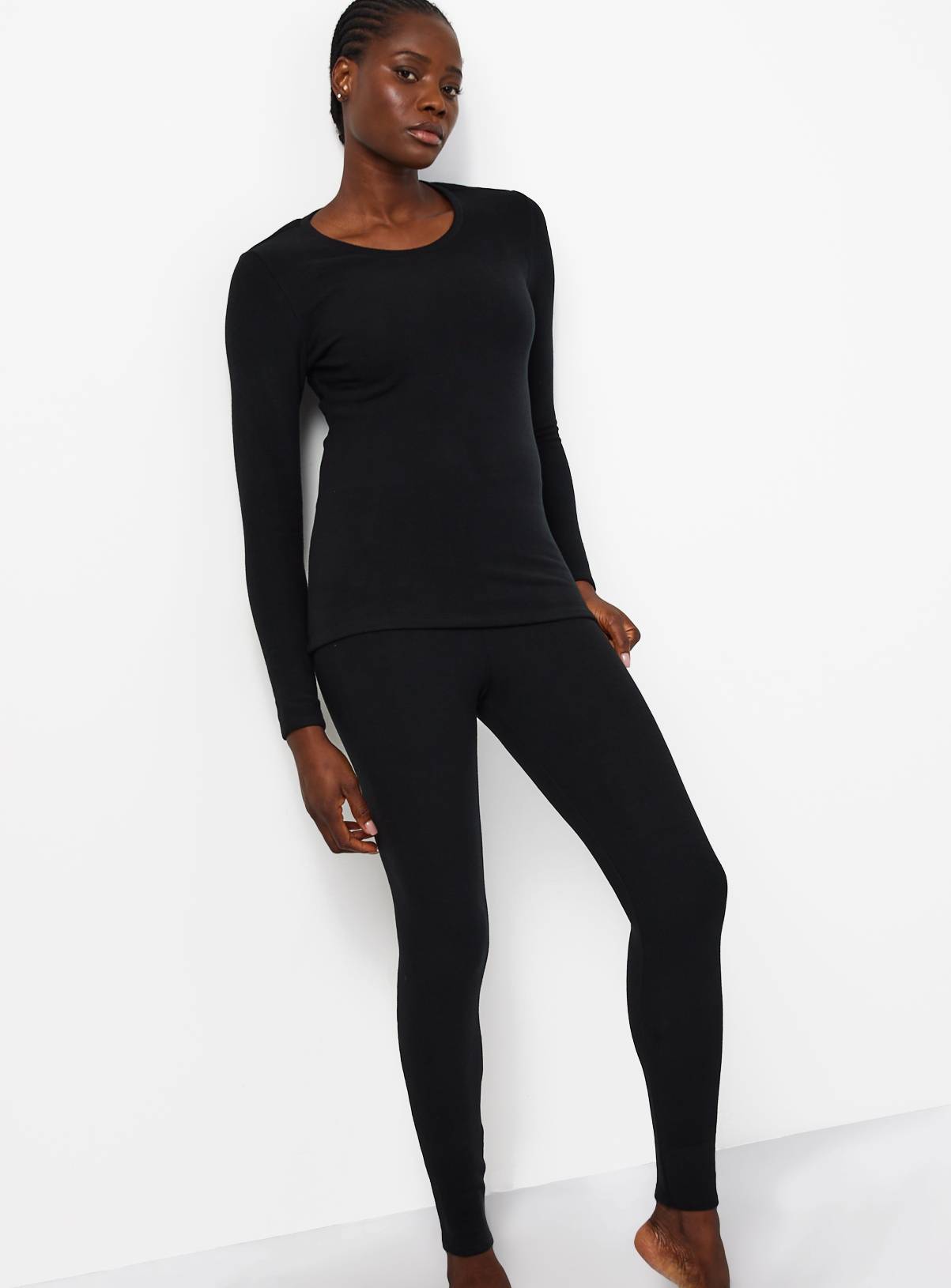 Black Thermal Fleece Leggings XL - Image 2