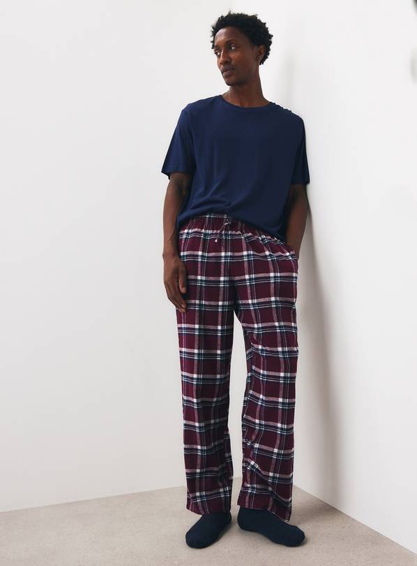 Grey & Burgundy Checked Pyjama Trousers 2-Pack S
