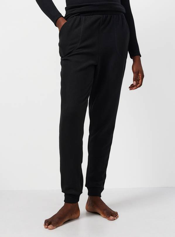 Black Brushed Fleece Relaxed Thermal Jogger XS