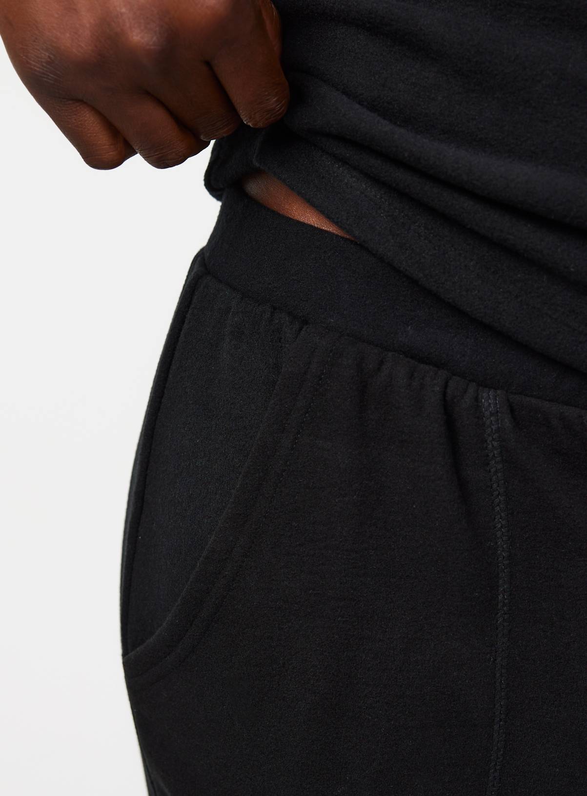 Black Brushed Fleece Relaxed Thermal Jogger L - Image 5