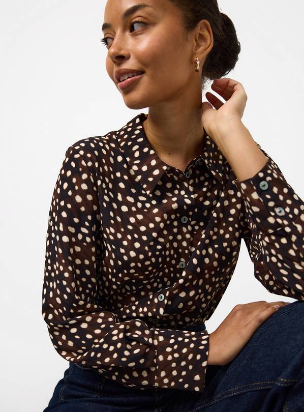 Brown Polka Dot Print Shirt 10