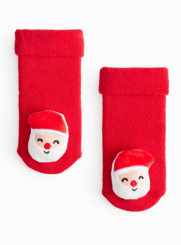 Red Santa Rattle Socks 12-24 months