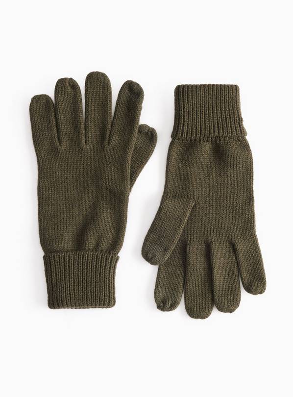 Khaki Touchscreen Knitted Gloves L/XL