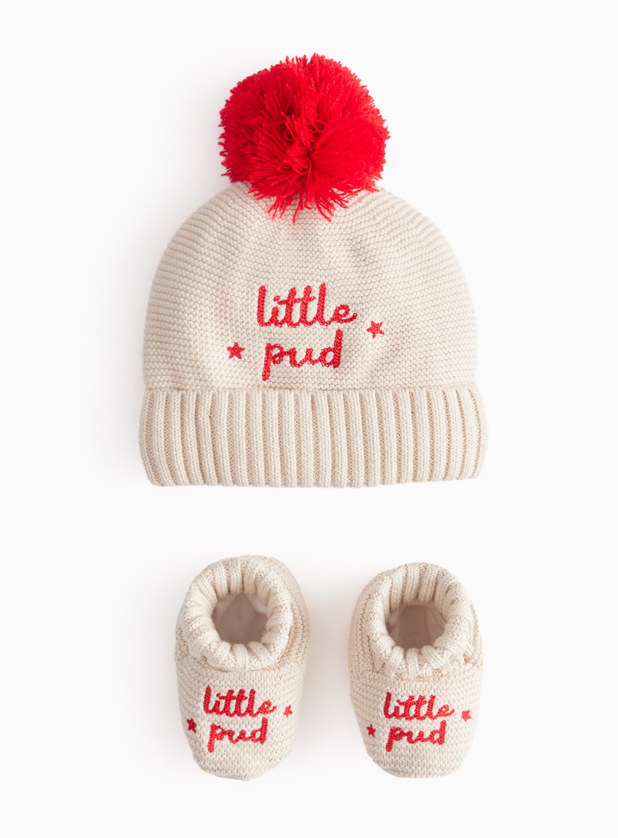 Little Pudding Knitted Hat & Boots Set 1-2 years - Image 1 thumbnail