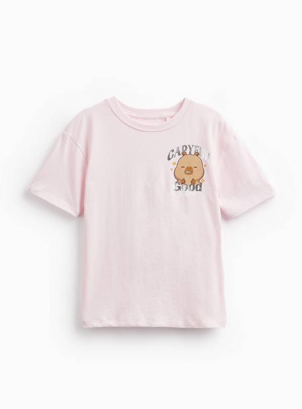 Pink CapyFun Graphic T-Shirt 8 years