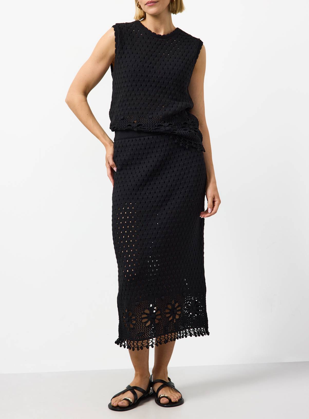 Black Crochet Detail Co-ord Skirt 8 - Image 1