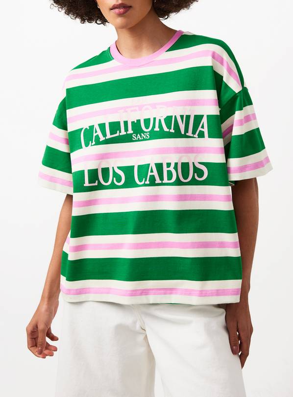 Green Stripe California Graphic Boxy Fit T-Shirt L