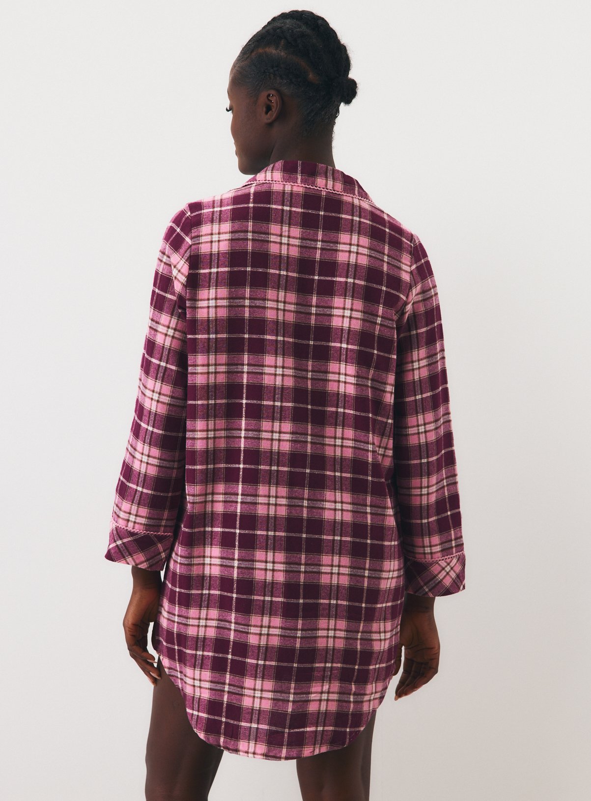Pink & Burgundy Check Long Sleeve Nightshirt XL - Image 3 thumbnail