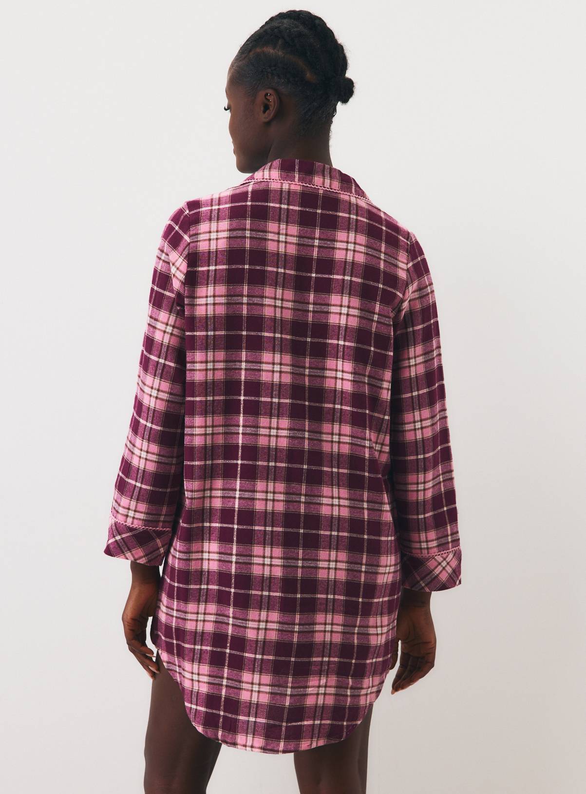 Pink & Burgundy Check Long Sleeve Nightshirt XL - Image 3