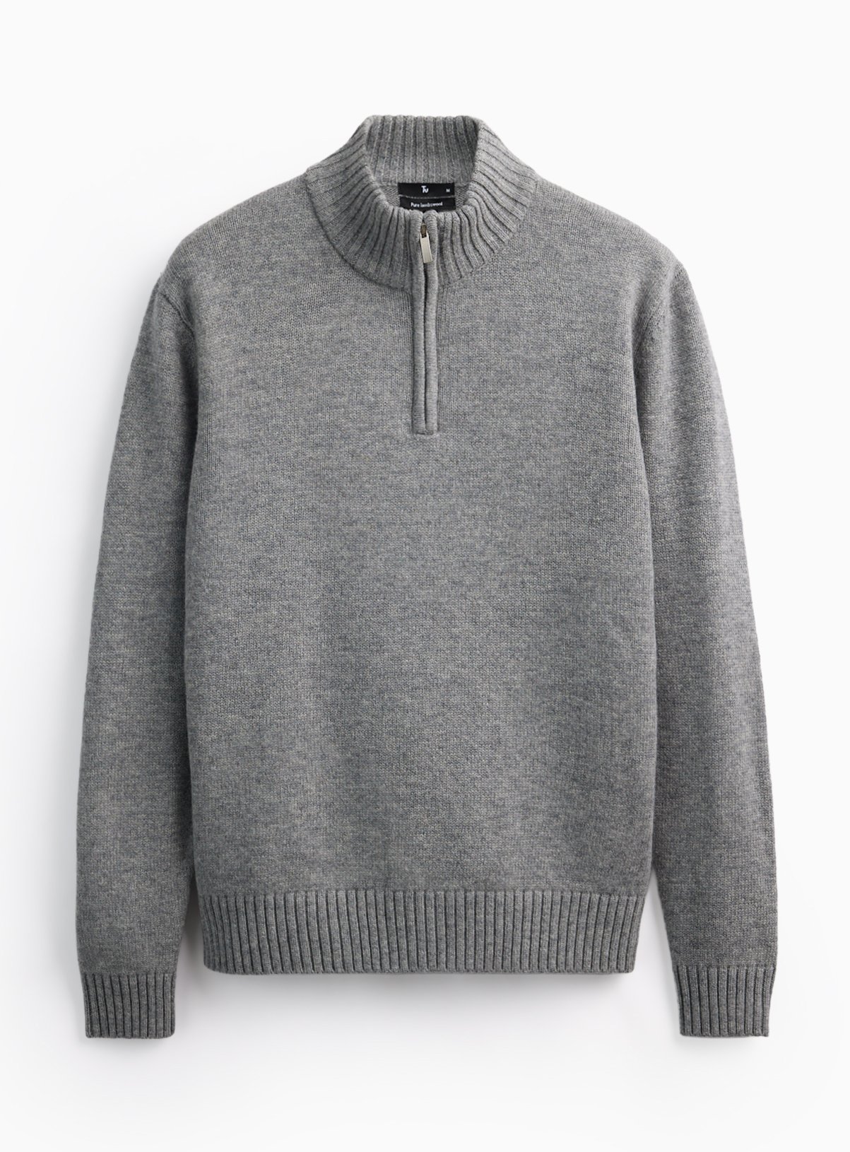 Grey Lambswool Half-Zip Jumper S - Image 1 thumbnail