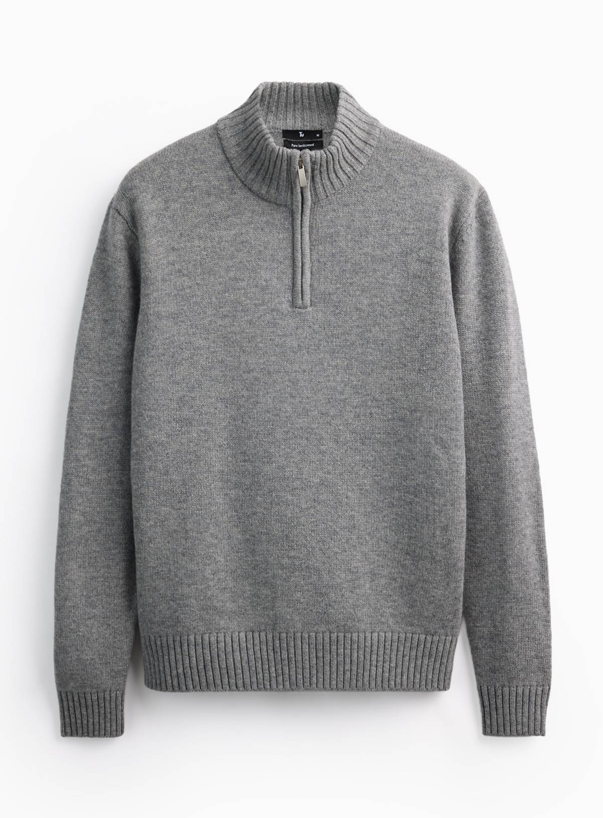 Grey Lambswool Half-Zip Jumper S - Image 1
