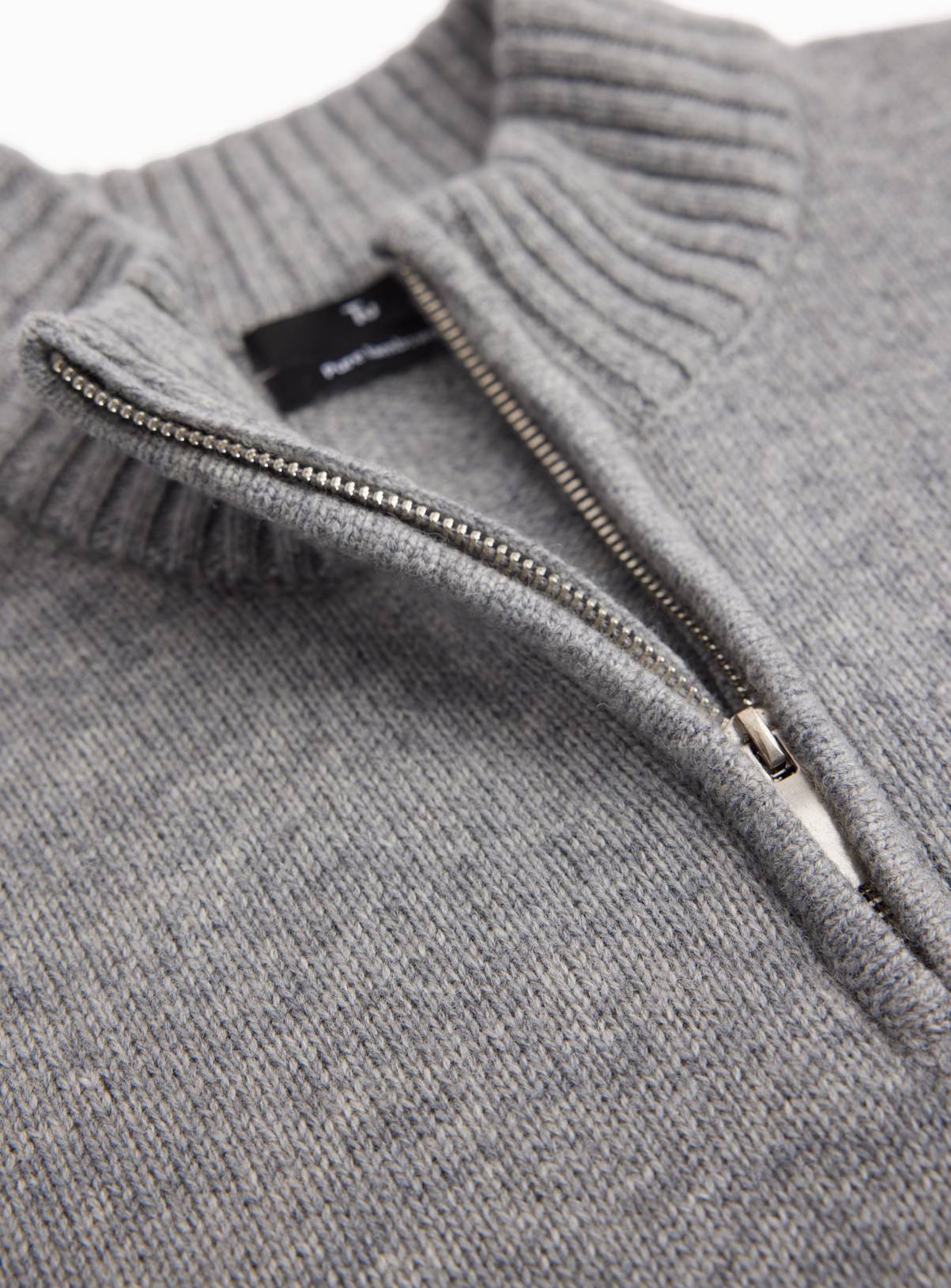 Grey Lambswool Half-Zip Jumper S - Image 2