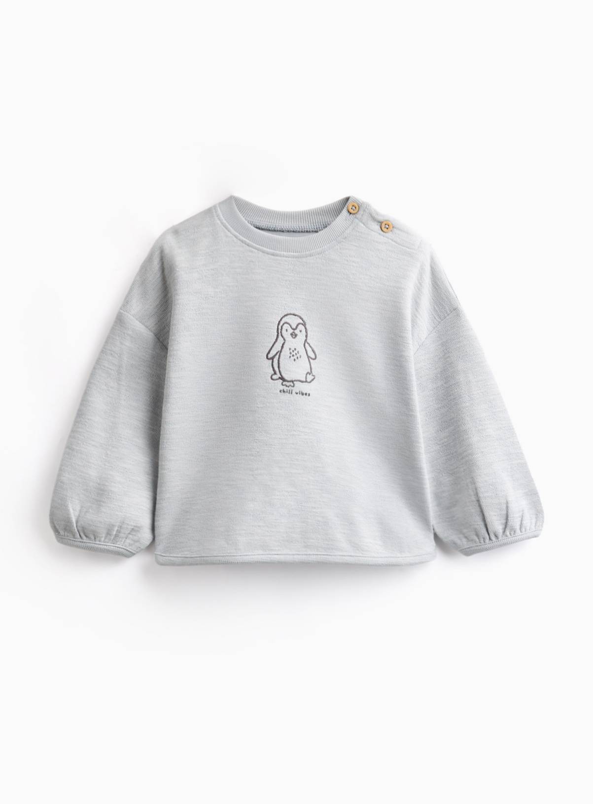 Grey Penguin Graphic Heavyweight Top 12-18 months - Image 1