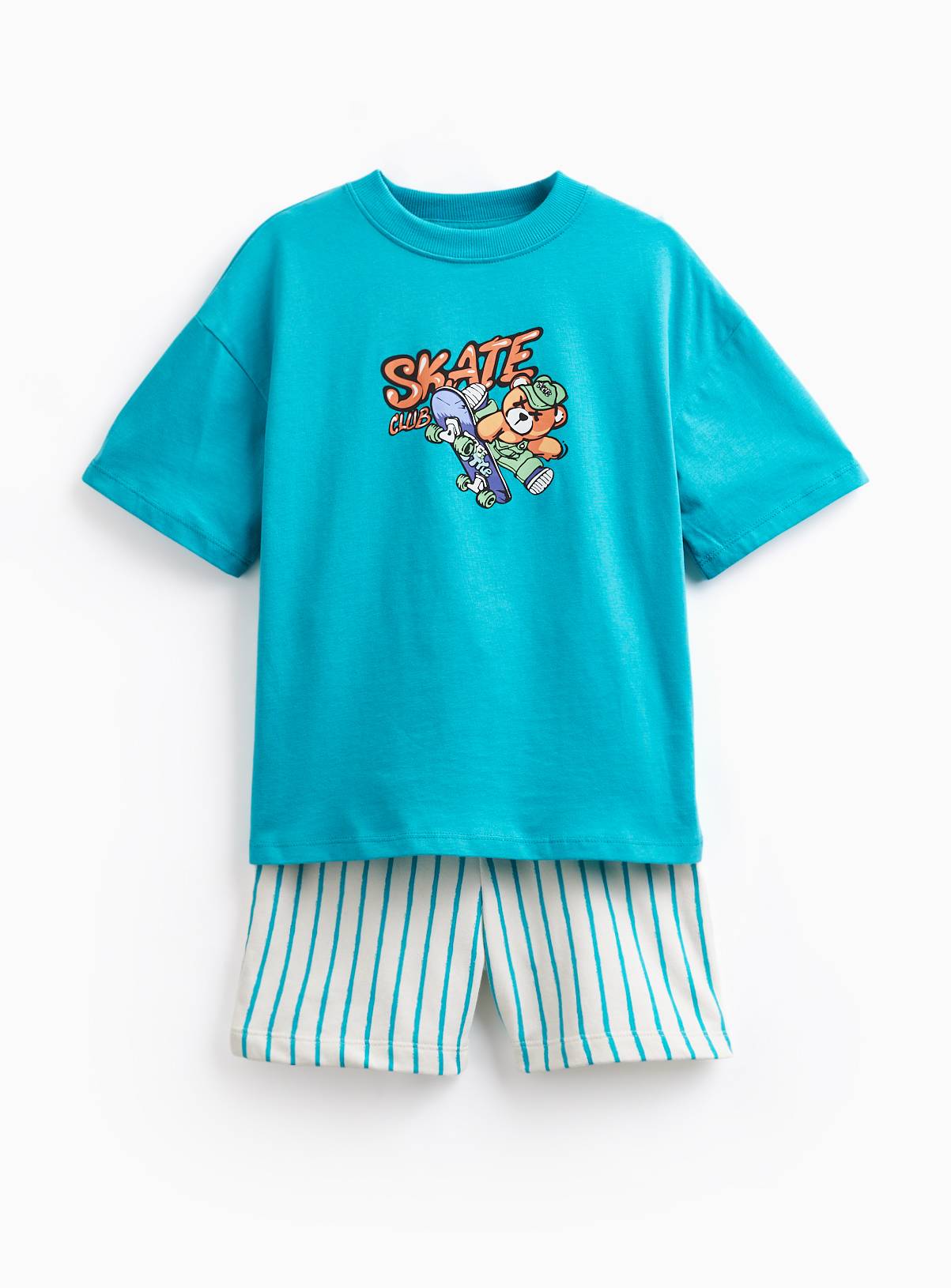 Skate Graphic T-Shirt & Stripe Shorts Set 5 years - Image 1