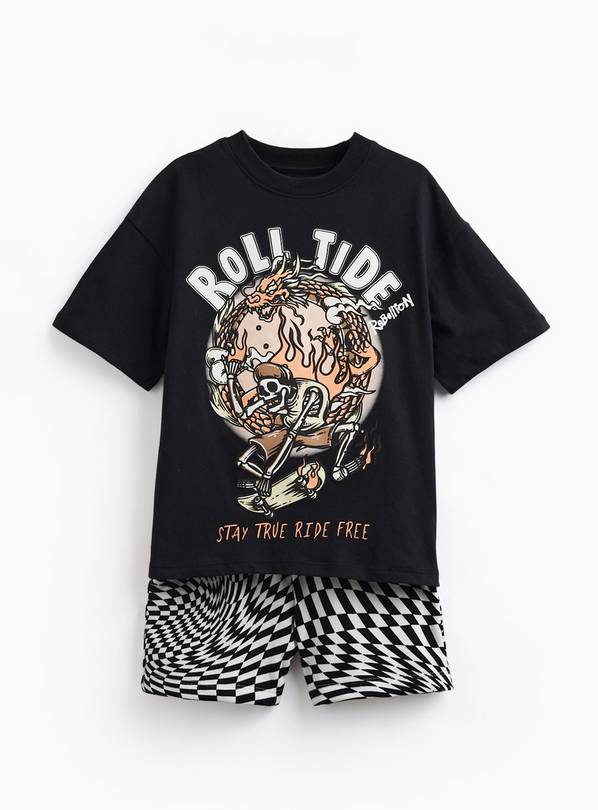 Skeleton T-Shirt & Checkerboard Shorts Set 6 years