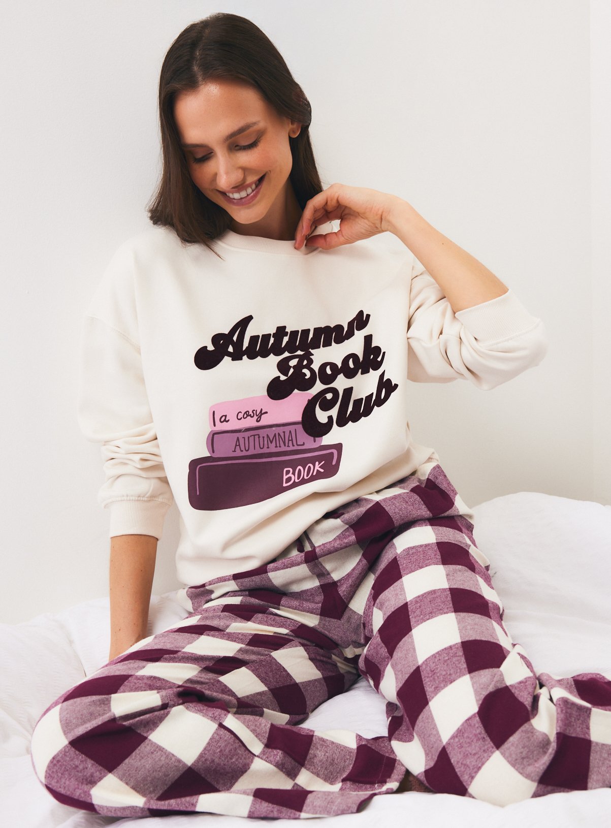 Autumn Book Club Check Pyjama 2-Piece Set L - Image 1 thumbnail