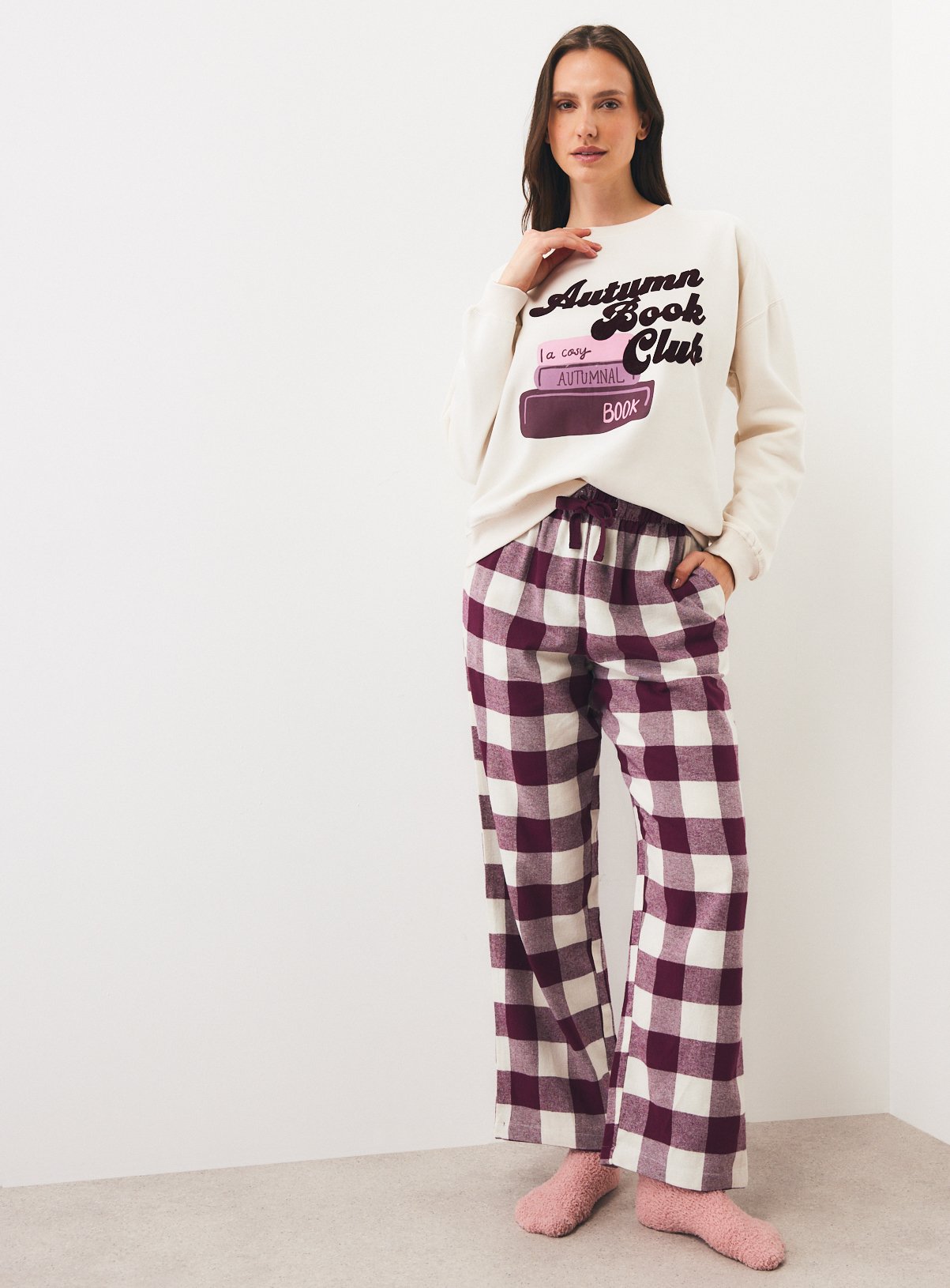 Autumn Book Club Check Pyjama 2-Piece Set XL - Image 2 thumbnail