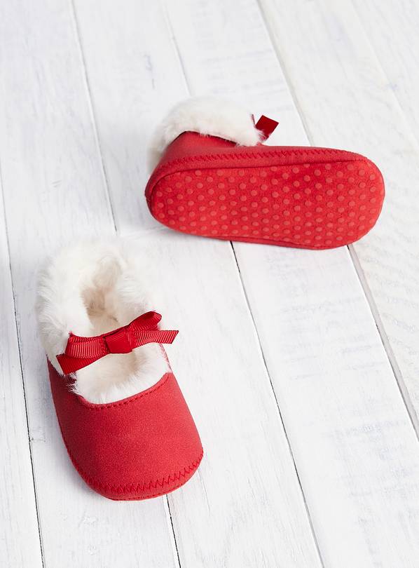 Red Bow Bootie Slippers  3-6 months