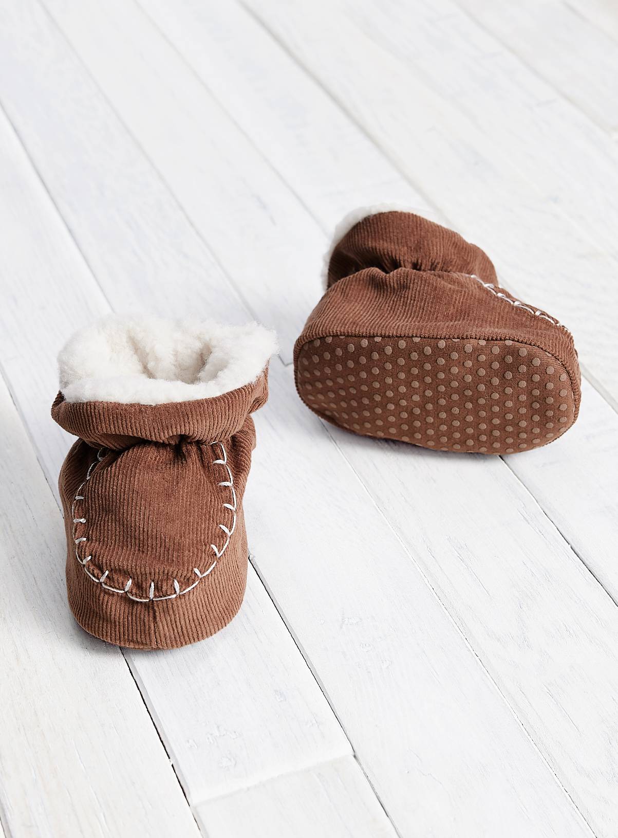 Brown Moccasin Bootie Slippers  9-12 months - Image 1