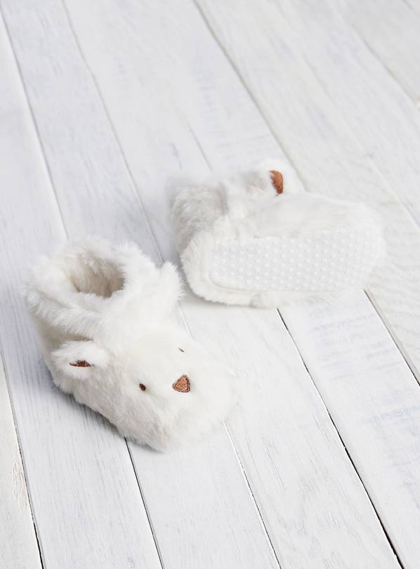 White Polar Bootie Slippers  Up to 3 mths