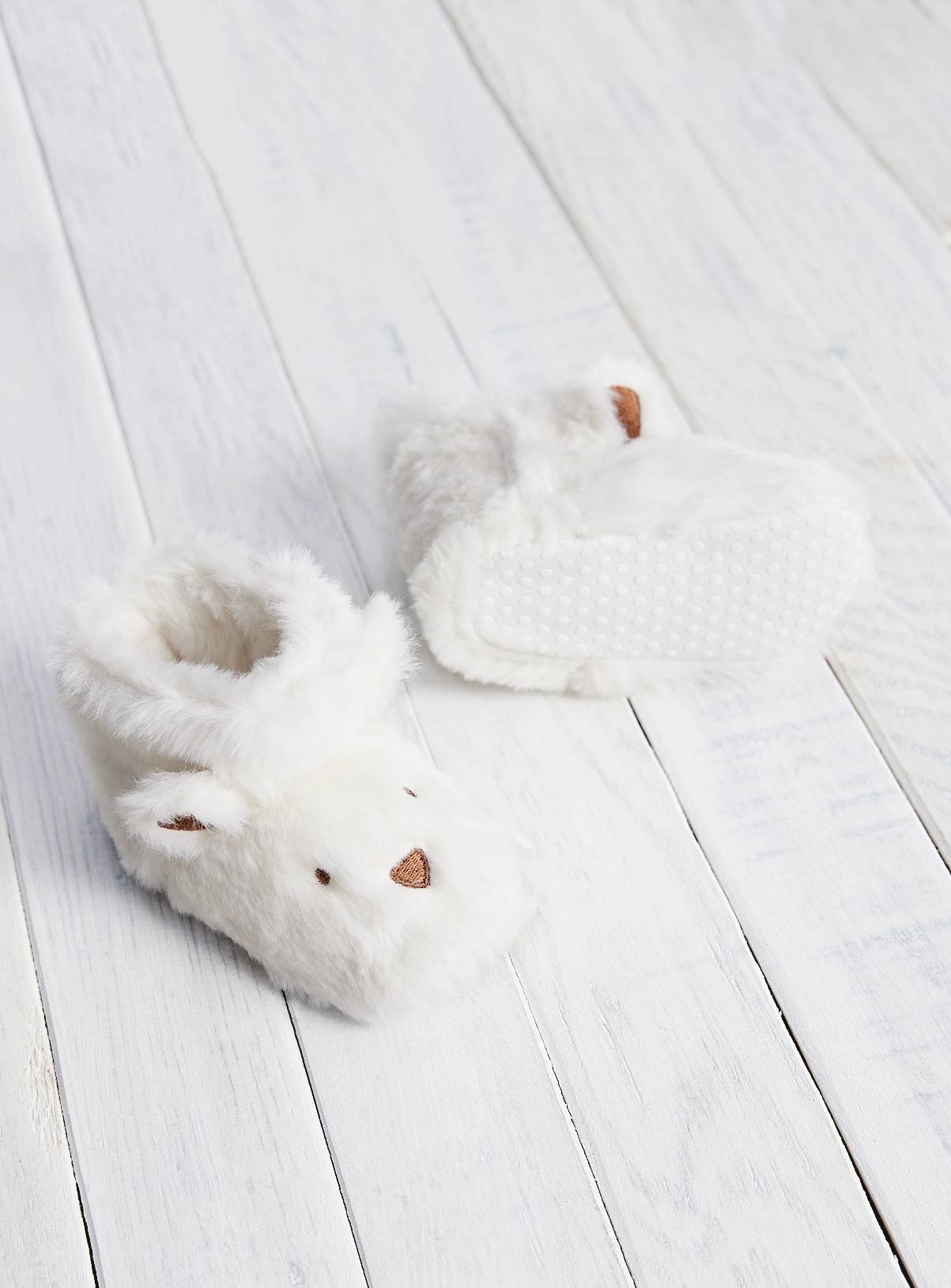 White Polar Bootie Slippers  3-6 months - Image 1