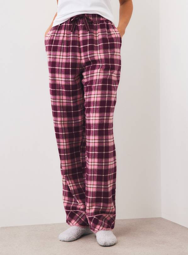 Pink & Burgundy Check Pyjama Bottoms M
