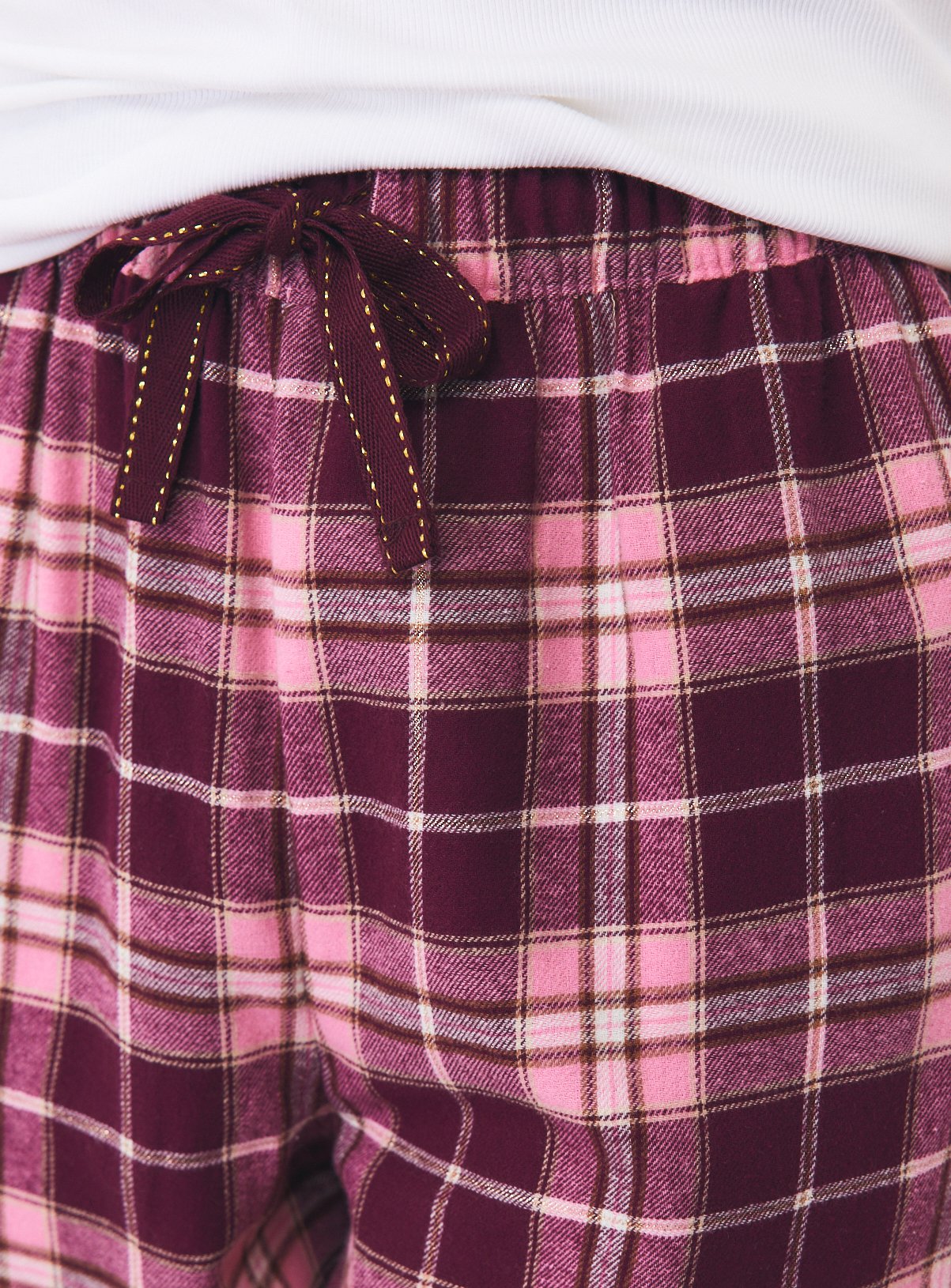 Pink & Burgundy Check Pyjama Bottoms M - Image 3 thumbnail