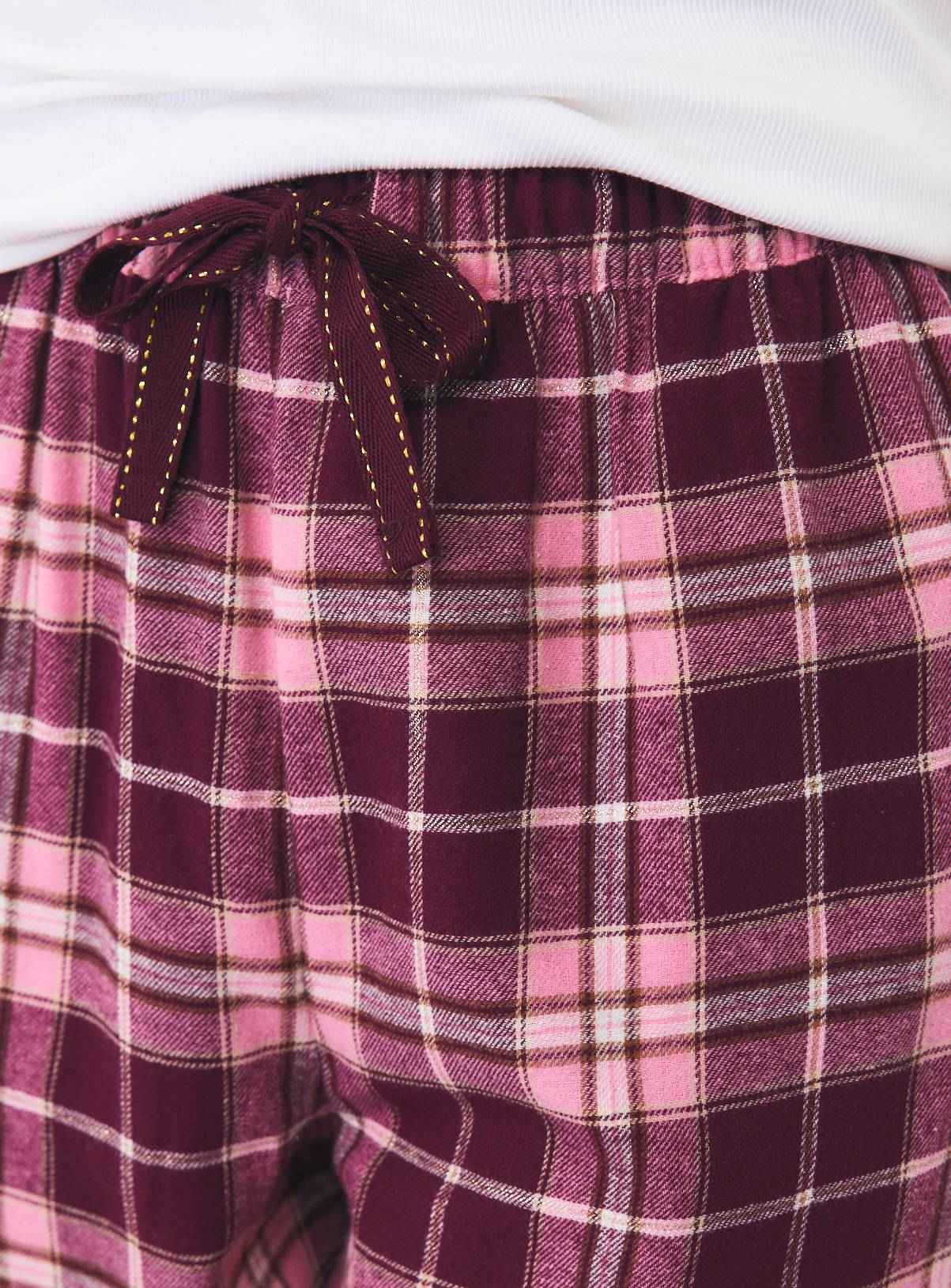 Pink & Burgundy Check Pyjama Bottoms M - Image 3