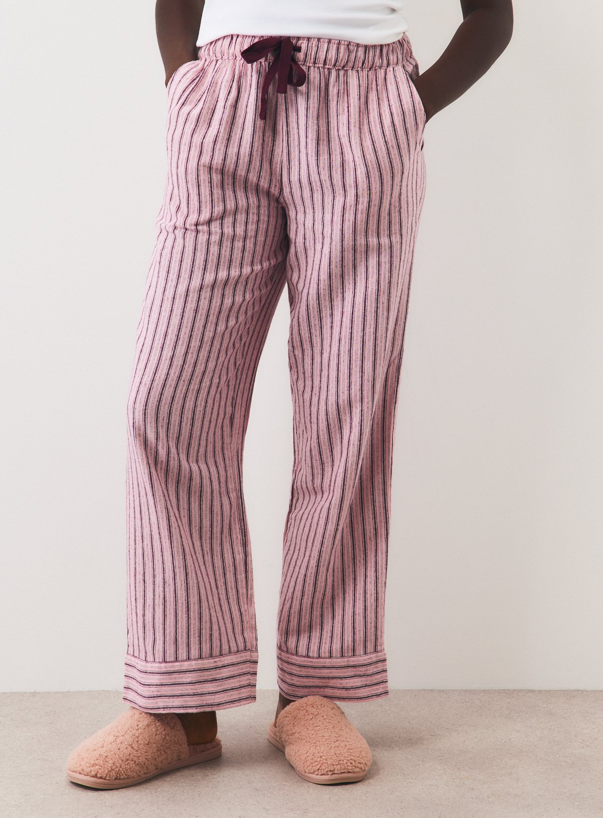 Pink Stripe Woven Pyjama Bottoms S - Image 2 thumbnail