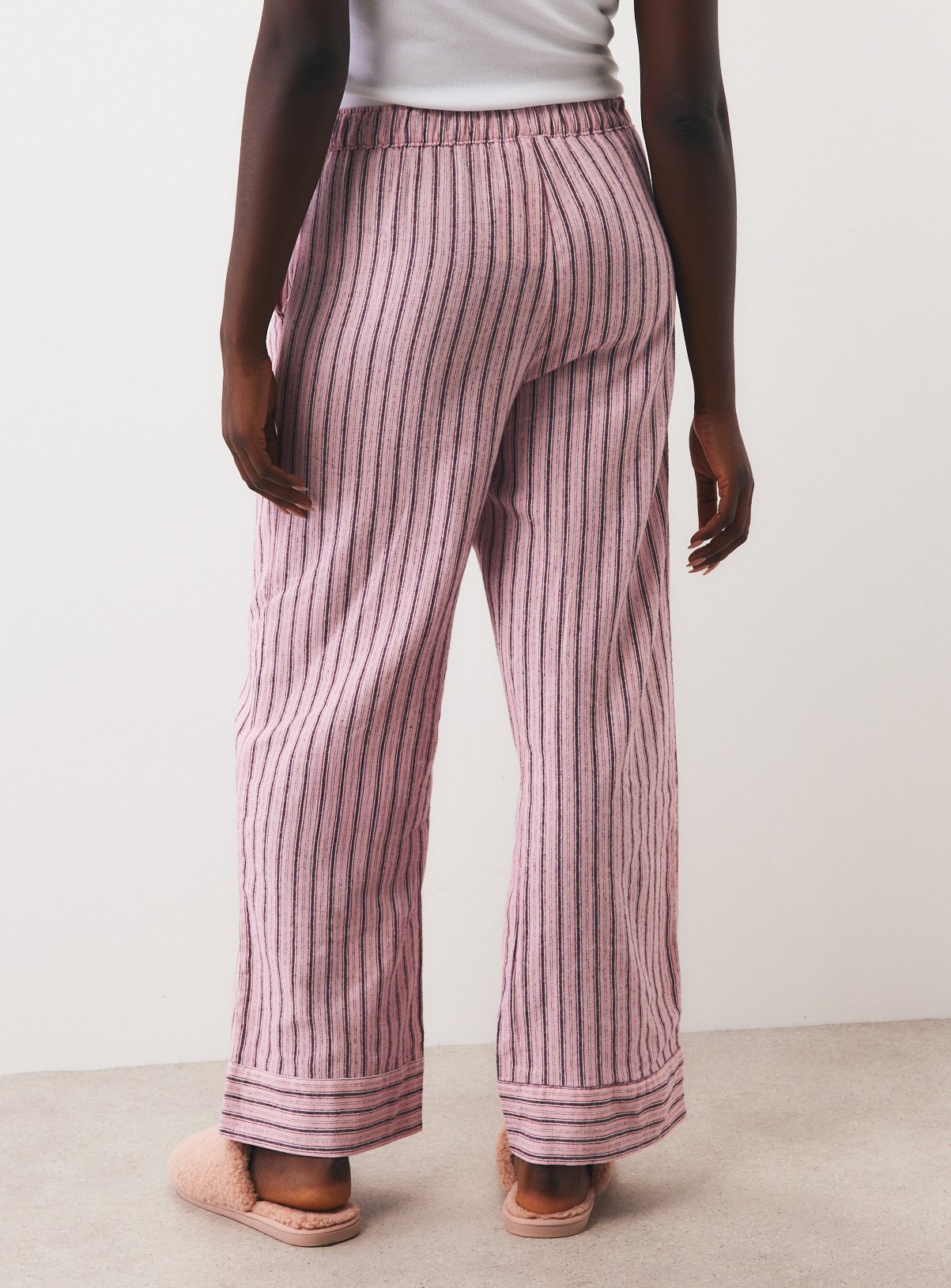 Pink Stripe Woven Pyjama Bottoms S - Image 4 thumbnail