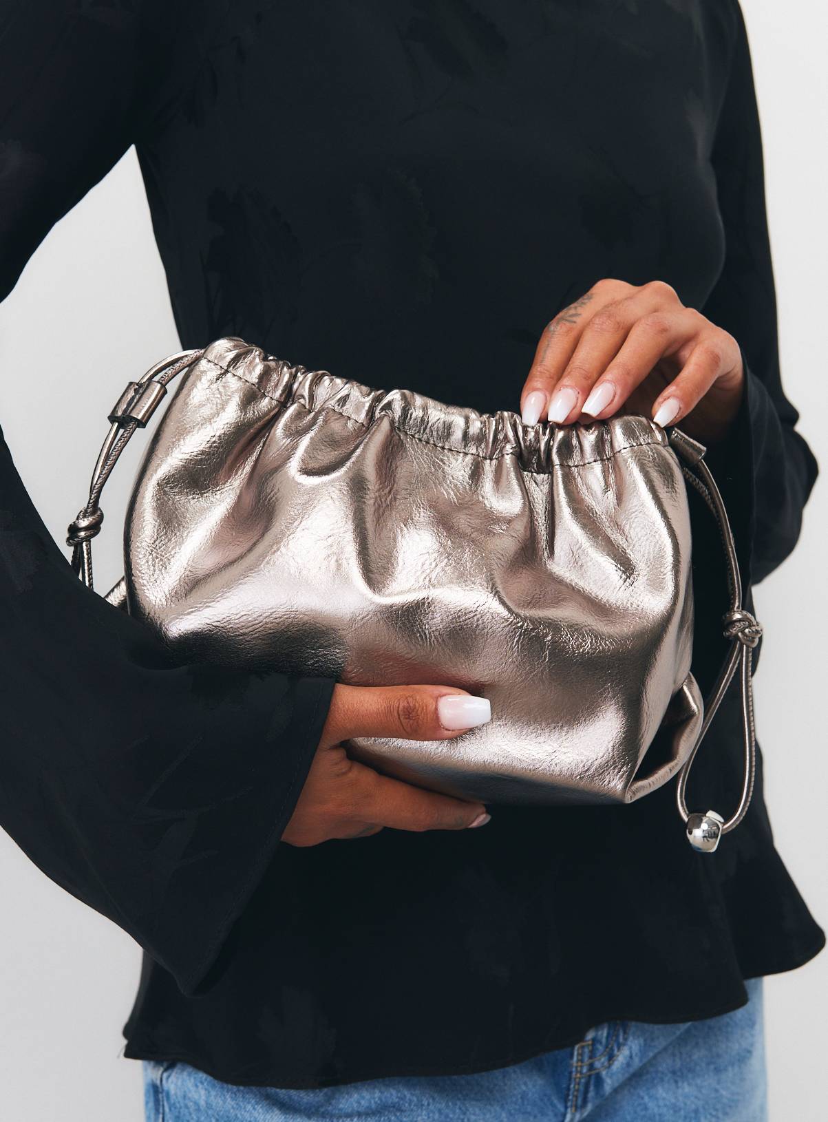 High Shine Drawstring Clutch One Size - Image 1