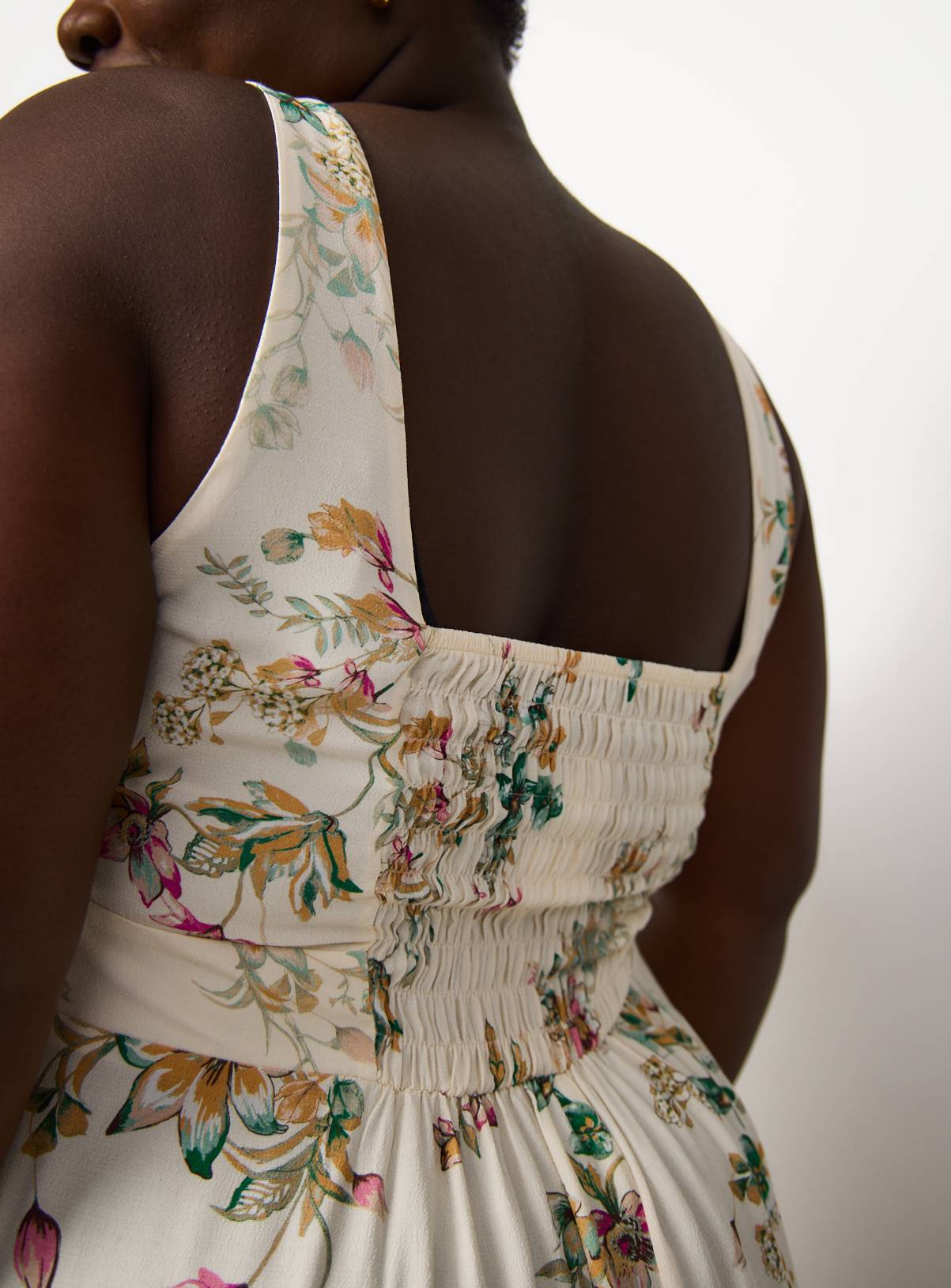 Cream Floral Print Drop Hem Midaxi Dress 8 - Image 3
