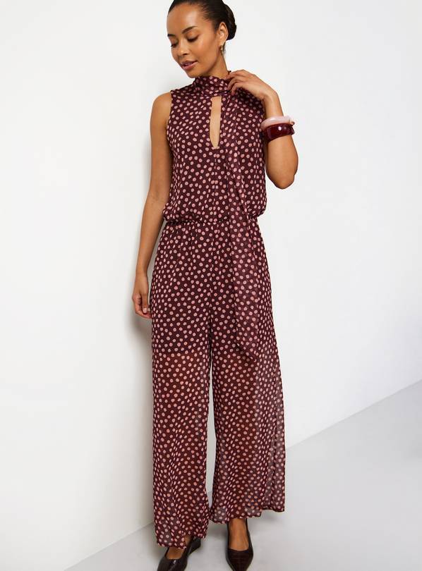 Brown Polka Dot Halter Jumpsuit 8